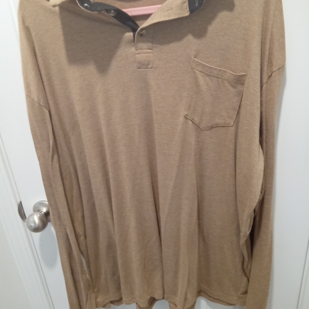 2-$10...Big & Tall Sz 4XL Tan Long Sleeve Polo Shirt w/Collar. Came From Acadamy